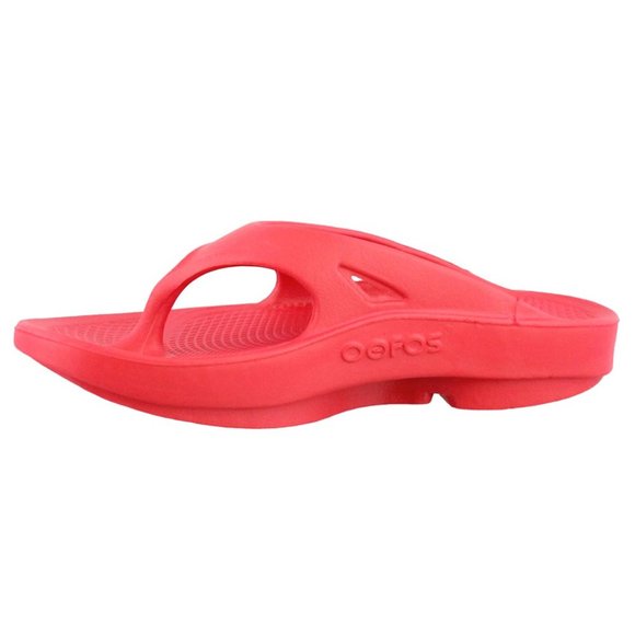 Oofos Women's Red Synthetic Upper Ooriginal Thong Flip Flop Sandals - Picture 3 of 5